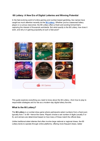 66 Lottery_ A New Era of Digital Lotteries and Winning Potential