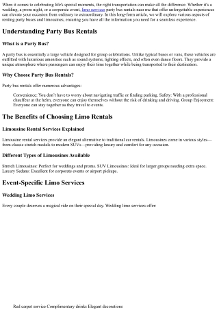 Party Bus Rentals Near Me that Offer Unforgettable Experiences!