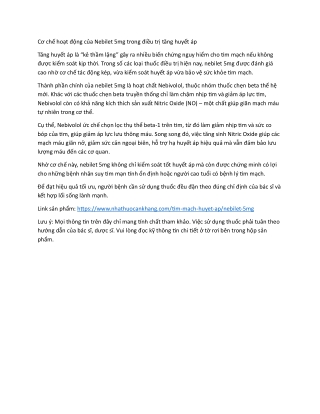 Co che hoat dong cua Nebilet 5mg trong dieu tri tang huyet ap