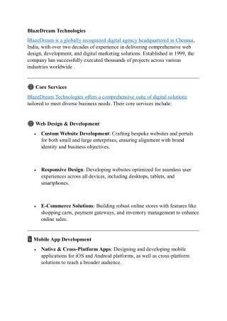 Web Development Company Bangalore | BlazeDream Technology