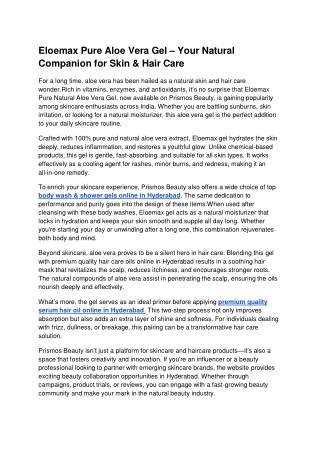 Eloemax Pure Aloe Vera Gel – Your Natural Companion for Skin & Hair Care -..