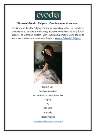 Women’s Health Calgary | Evodiaacupuncture.com
