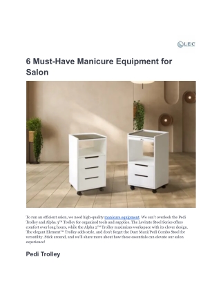 6 Must-Have Manicure Equipment for Salon
