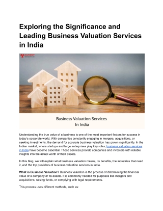 Business valuation services in India Sapient Services