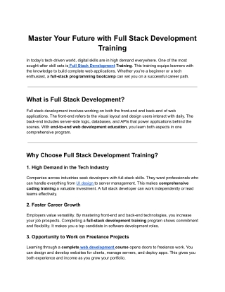 Master Your Future with Full Stack Development Training
