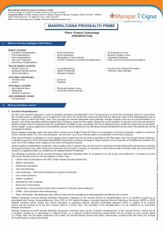 Examining the Structure of ProHealth Prime Protect and Active Plans with Manipal