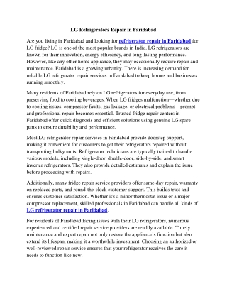 LG Refrigerators Repair in Faridabad