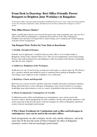 From Desk to Doorstep: Best Office-Friendly Flower Bouquets to Brighten June Wor