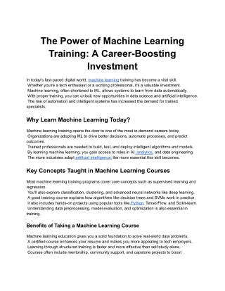 The Power of Machine Learning Training_ A Career-Boosting Investment