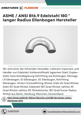 180 ° langer Radius Ellenbogen