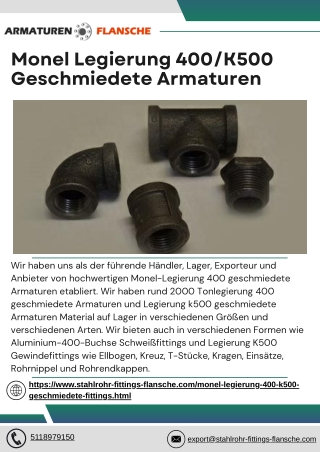 Monel Legierung 400/K500 Geschmiedete Armaturen