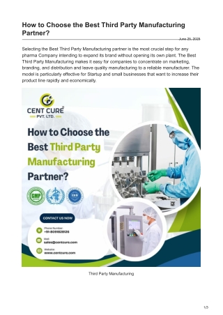 How to Choose the Best Third Party Manufacturing Partner?