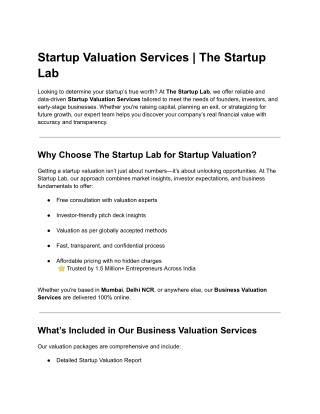 Startup Valuation Services