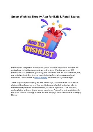 Smart Wishlist Shopify App for B2B & Retail Stores