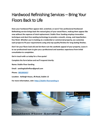 Hardwood Refinishing Services