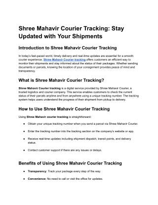 Shree Mahavir Courier Tracking_ Stay Updated with Your Shipments