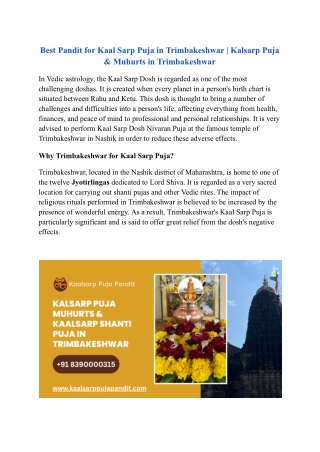 Best Pandit for Kaal Sarp Puja in Trimbakeshwar _ Kalsarp Puja & Muhurts in Trimbakeshwar