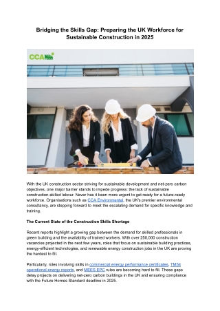 Bridging the Skills Gap: Empowering the UK Workforce for a Greener Construction