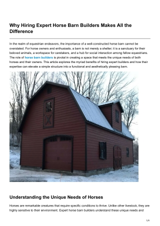 Why Hiring Expert Horse Barn Builders Makes All the Difference
