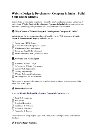 Website Design & Development Company in India – Build Your Online Identity