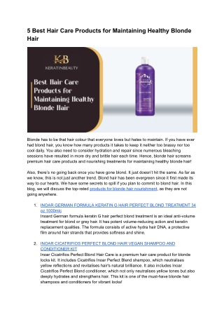 5 Best Hair Care Products for Maintaining Healthy Blonde Hair