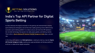 India’s Top API Partner for Digital Sports Betting