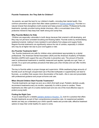 Fluoride Treatments_ Are They Safe for Children