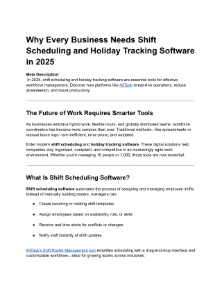 Why Every Business Needs Shift Scheduling and Holiday Tracking Software in 2025