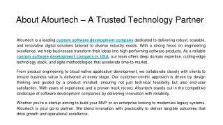 About Afourtech – A Trusted Technology Partner