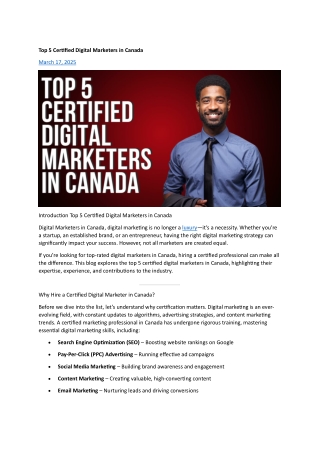 Top 5 Certified Digital Marketers in Canada