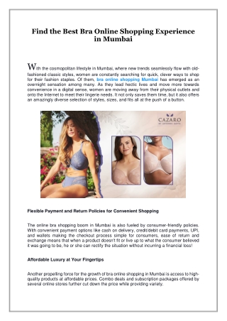 Find the Best Bra Online Shopping Experience in Mumbai