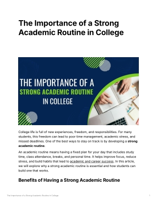 The Importance of a Strong Academic Routine in College