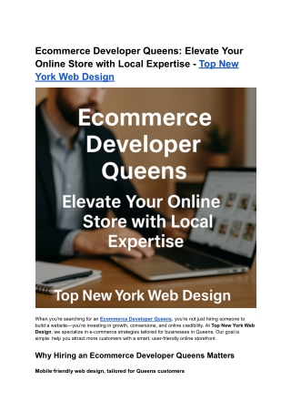 Ecommerce Developer Queens - Top New York Web Design