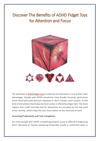 Discover The Benefits of ADHD Fidget Toys for Attention and Focus