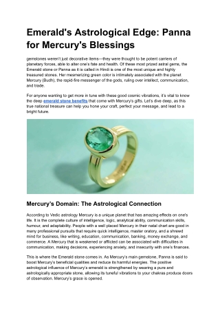Emerald's Astrological Edge_ Panna for Mercury's Blessings