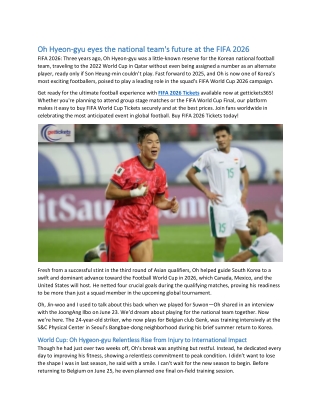 Oh Hyeon-gyu eyes the national team's future at the FIFA 2026