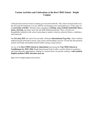 Various Activities and Celebrations at the Best CBSE School