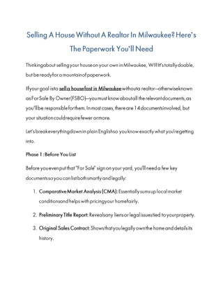 Selling A House Without A Realtor In Milwaukee? Here’s The Paperwork You’ll Need