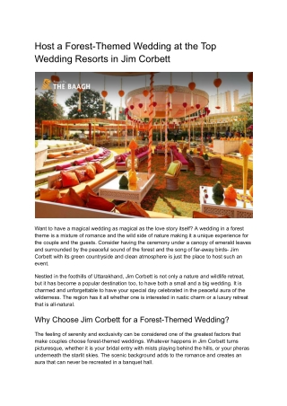 Host a Forest-Themed Wedding at the Top Wedding Resorts in Jim Corbett