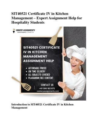 SIT50422 Diploma of Hospitality Management