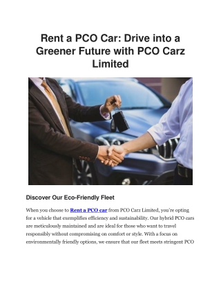 Affordable and Reliable – Rent a PCO Car with PCO Carz Limited