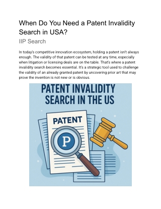 When Do You Need a Patent Invalidity Search in the US? | IIP Search