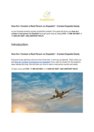 How Do I Contact a Real Person on Expedia_ - Contact Expedia Easily