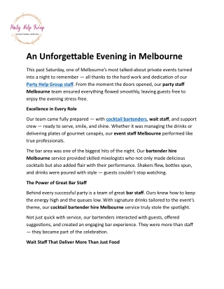 An Unforgettable Evening in Melbourne