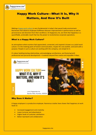 Happy Work Culture—What It Is, Why It Matters, And How It’s Built
