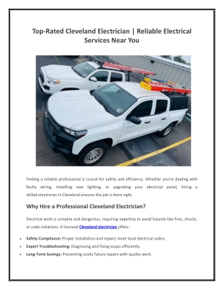 Top Rated Cleveland Electrician  Reliable Electrical Services Near You