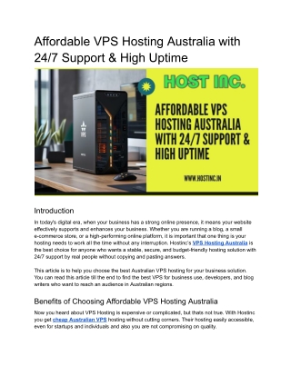 Affordable VPS Hosting Australia with 24/7 Support & High Uptime
