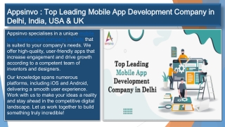 Appsinvo : Top Leading Mobile App Development Company in Delhi, India, USA & UK