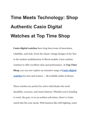Time Meets Technology_ Shop Authentic Casio Digital Watches at Top Time Shop