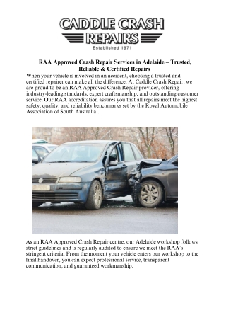 Raa Approved Crash Repair